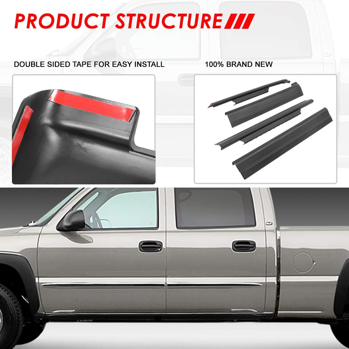 Auto Dynasty 4 cubiertas de placa para umbral de puerta de panel basculante compatible con Silverado Sierra 1500 2500 3500 GMT800 Crew Cab Pickup