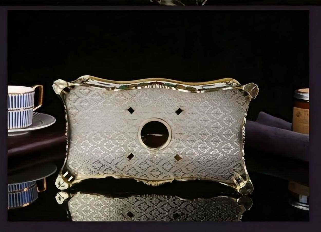Soporte para cubierta de pañuelos, castillo creativo en relieve y diamantes de imitación rectangular de acrílico para caja de pañuelos