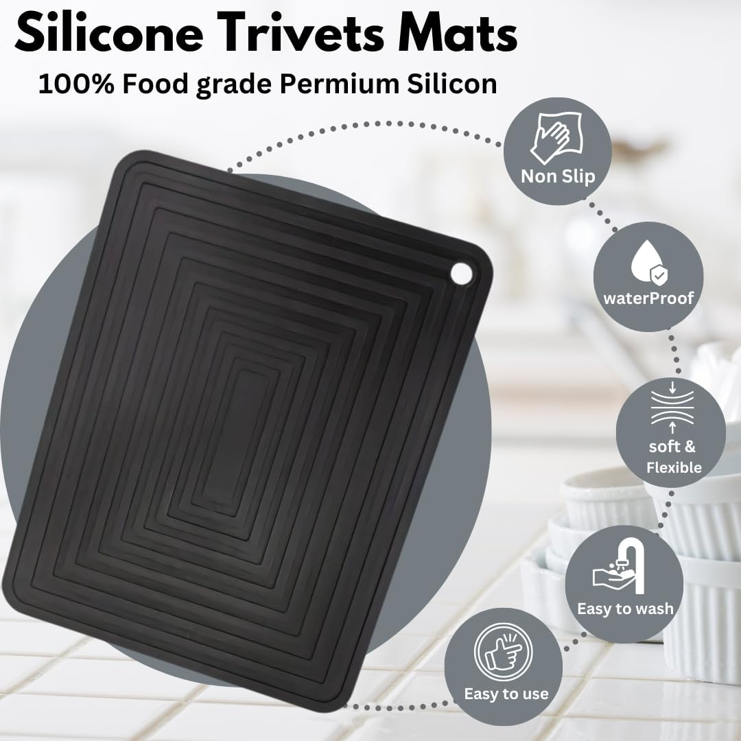 4 alfombrillas de silicona  9 x 12 pulgadas. Tus almohadillas calientes grandes resistentes al calor 572  Soporte para ollas, tapetes de secado de