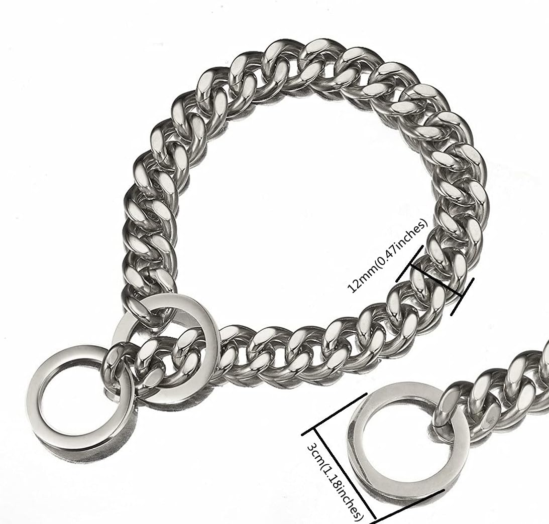 Collar de cadena para perro, acero inoxidable doradoplateado, 0.47 pulgadas de ancho, cadena de eslabones cubanos para perros, collares de