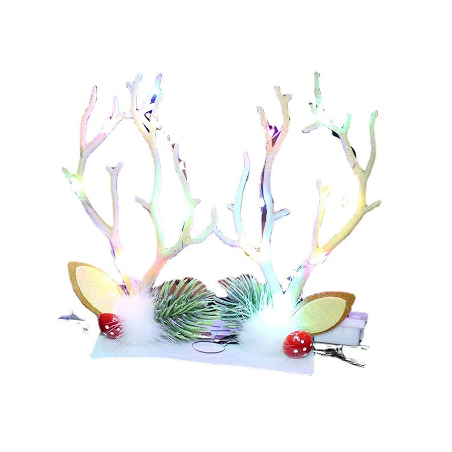 Pinzas para el cabello de Navidad LED, ramas brillantes, horquilla iluminada, pasadores de pelo de alce, decoración para el cabello, suministros de