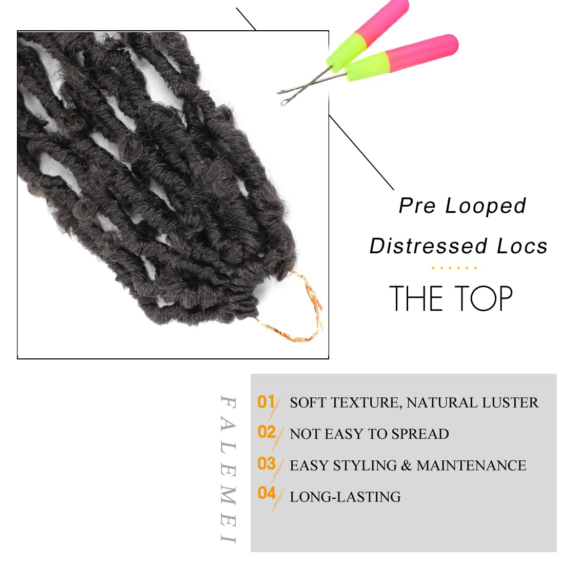 Cabello de ganchillo Butterfly Locs con extremos rizados de 24 pulgadas, 6 paquetes de 6 paquetes de rastas largas preenrolladas de mariposa suaves
