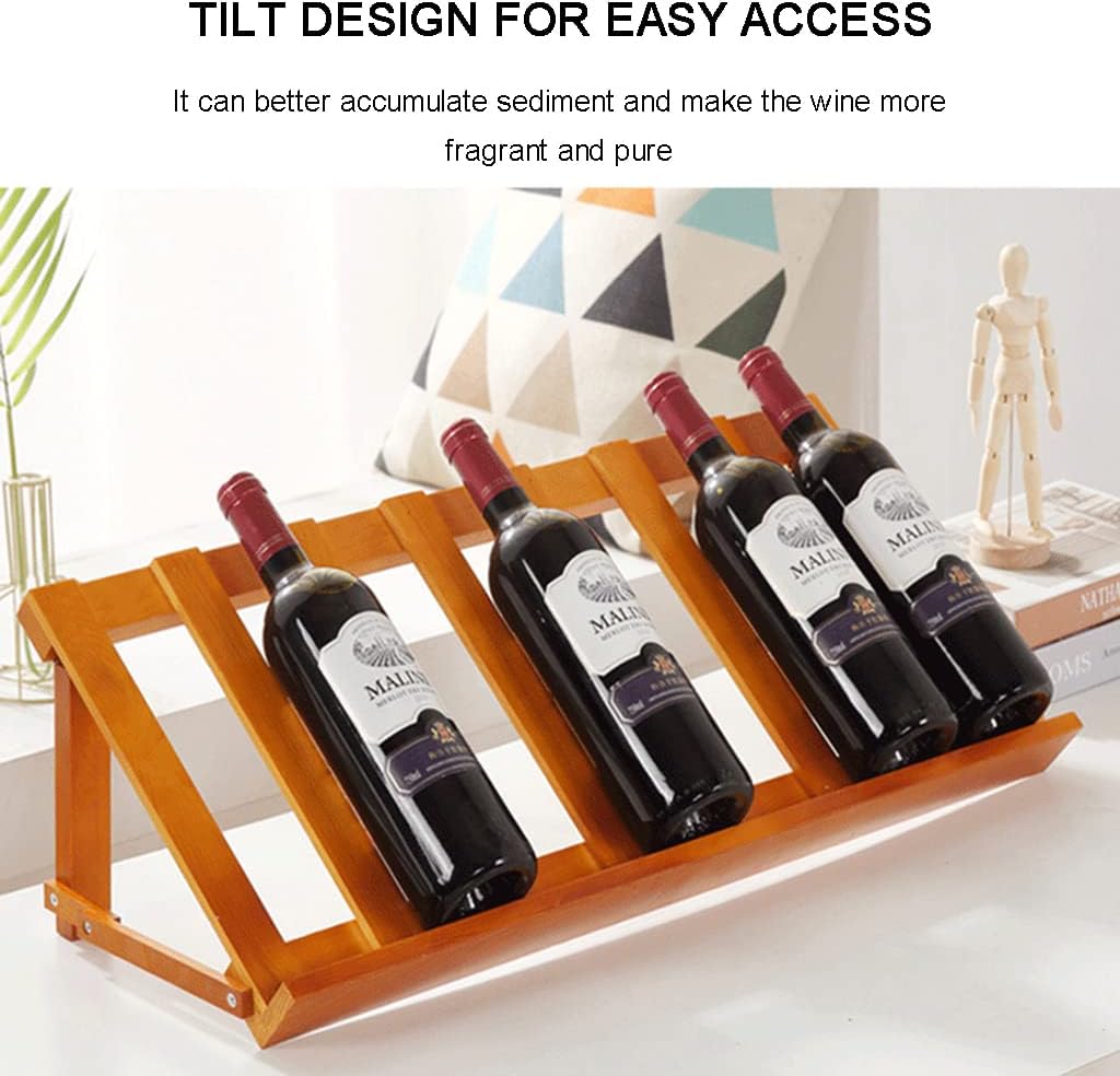Estante de madera para vino, 5 estantes de almacenamiento de vino de pie para encimera, soportes rústicos para botellas de vino con diseño moderno