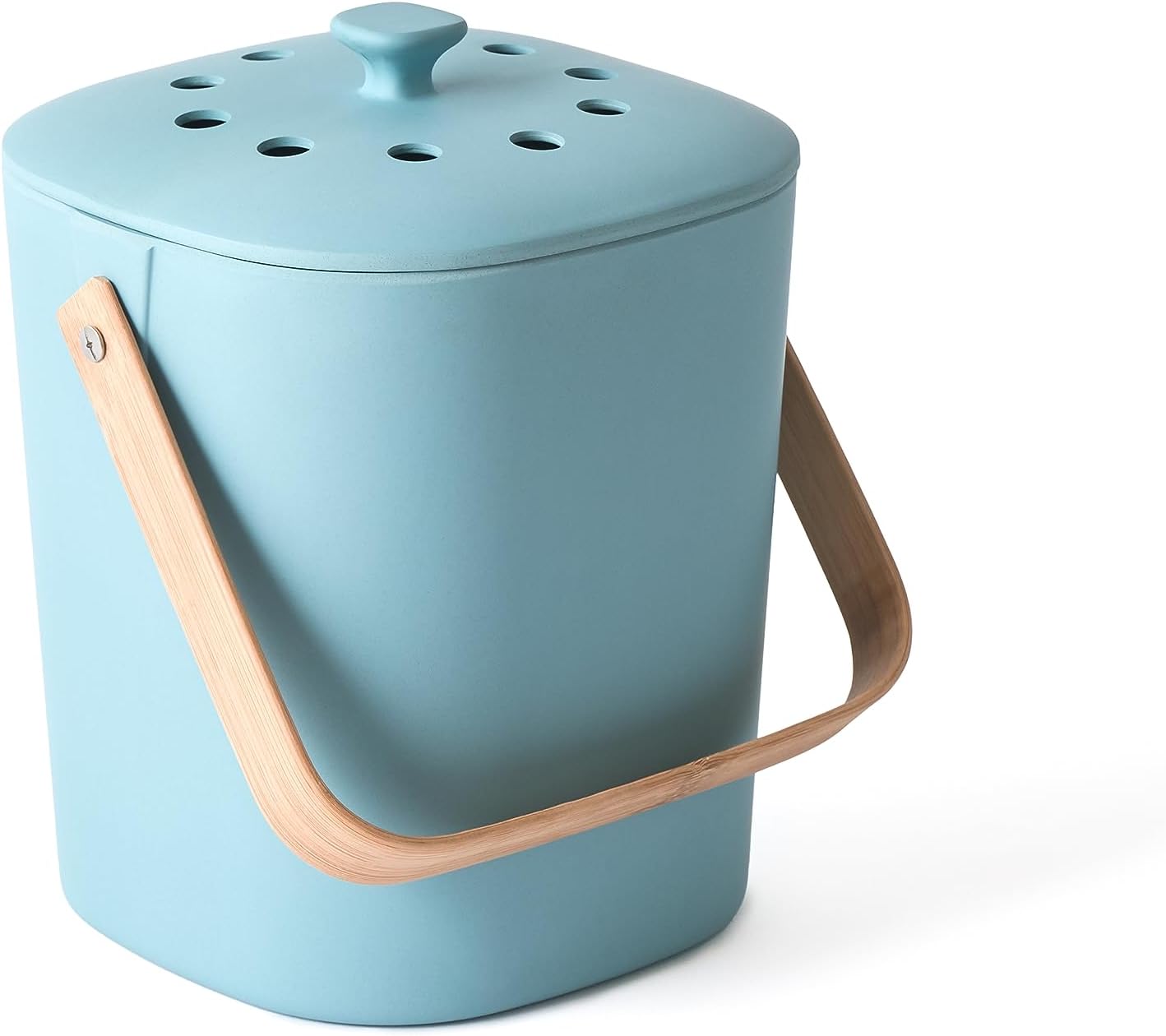 Bamboozle – Contenedor de compostaje, compostador de encimera interior que incluye 2 filtros de carbón, fibra de bambú sostenible (Heron)