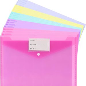 20 sobres de polietileno con botón y etiqueta para la escuela, hogar, oficina, 5 colores 20 sobres de polietileno con botón y etiqueta para la escuela, hogar, oficina, 5 colores