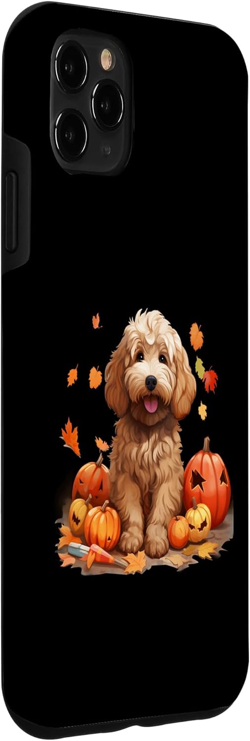Funda para iPhone 11 Pro Max Goldendoodle Halloween linda y espeluznante Doodle Dog Case