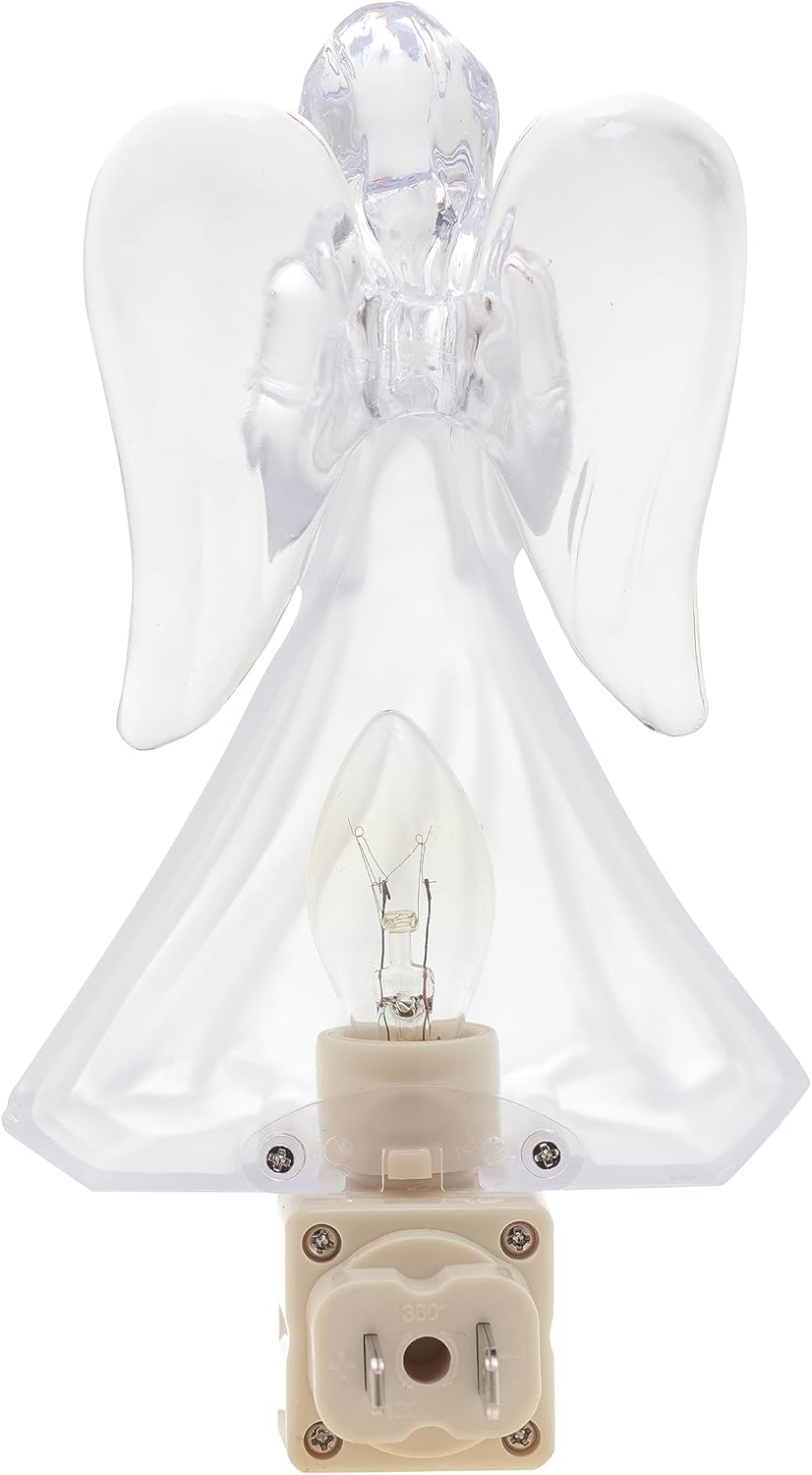 Creative Hobbies Luz nocturna Heavenly Glow Angel – Incluye 5 W C7 y enchufe giratorio con interruptor de encendidoapagado