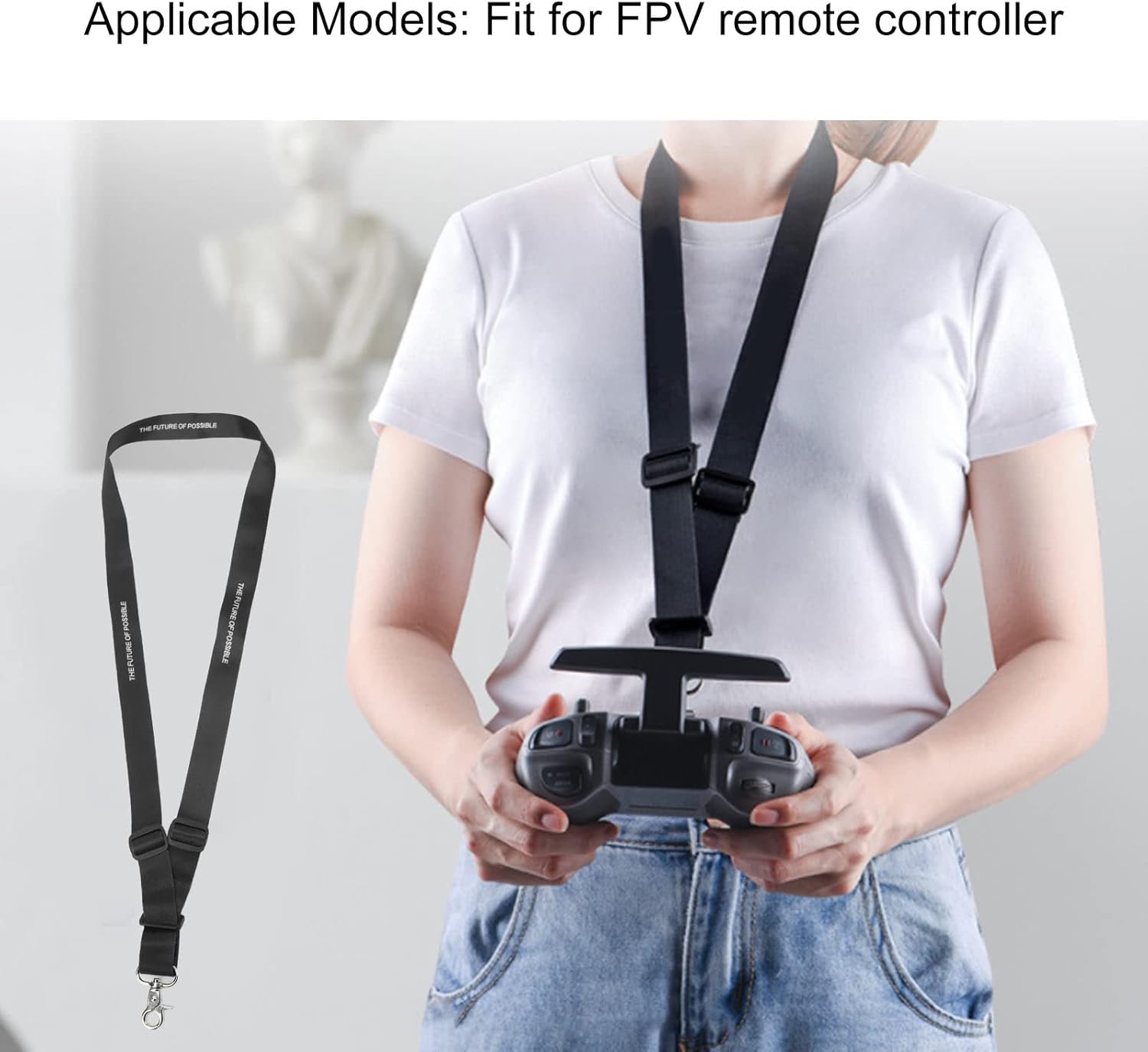 VBESTLIFE Correa para el cuello del acollador del control remoto de los drones, correa colgante de nylon con hebilla para control remoto FPV