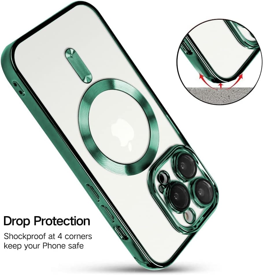 OOK Funda compatible con iPhone 14 Pro Max con protector de lente de cámara (compatible con MagSafe), antiarañazos, a prueba de golpes, delgada,