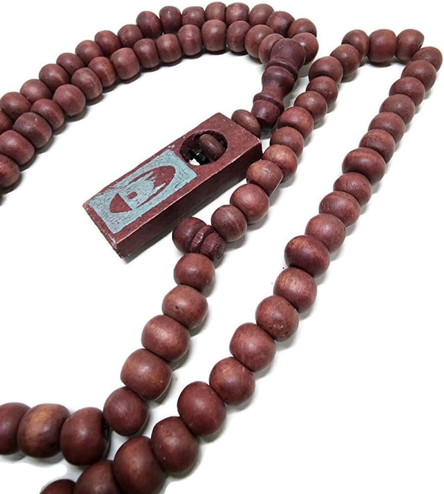Tasbih musulmán de madera 99 cuentas de rosario Amn081 – Etiqueta impresa para foto del Islam, oración del Islam, Zikr Misbaha Ramadán, regalo