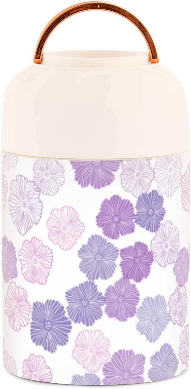 Dark Purple Pink Doodle Kids Womens Insulated Food Jar with Spoon 17oz500ml Food Jar Insulated Stainless Steel Vacuum Food Warmer Food Container for