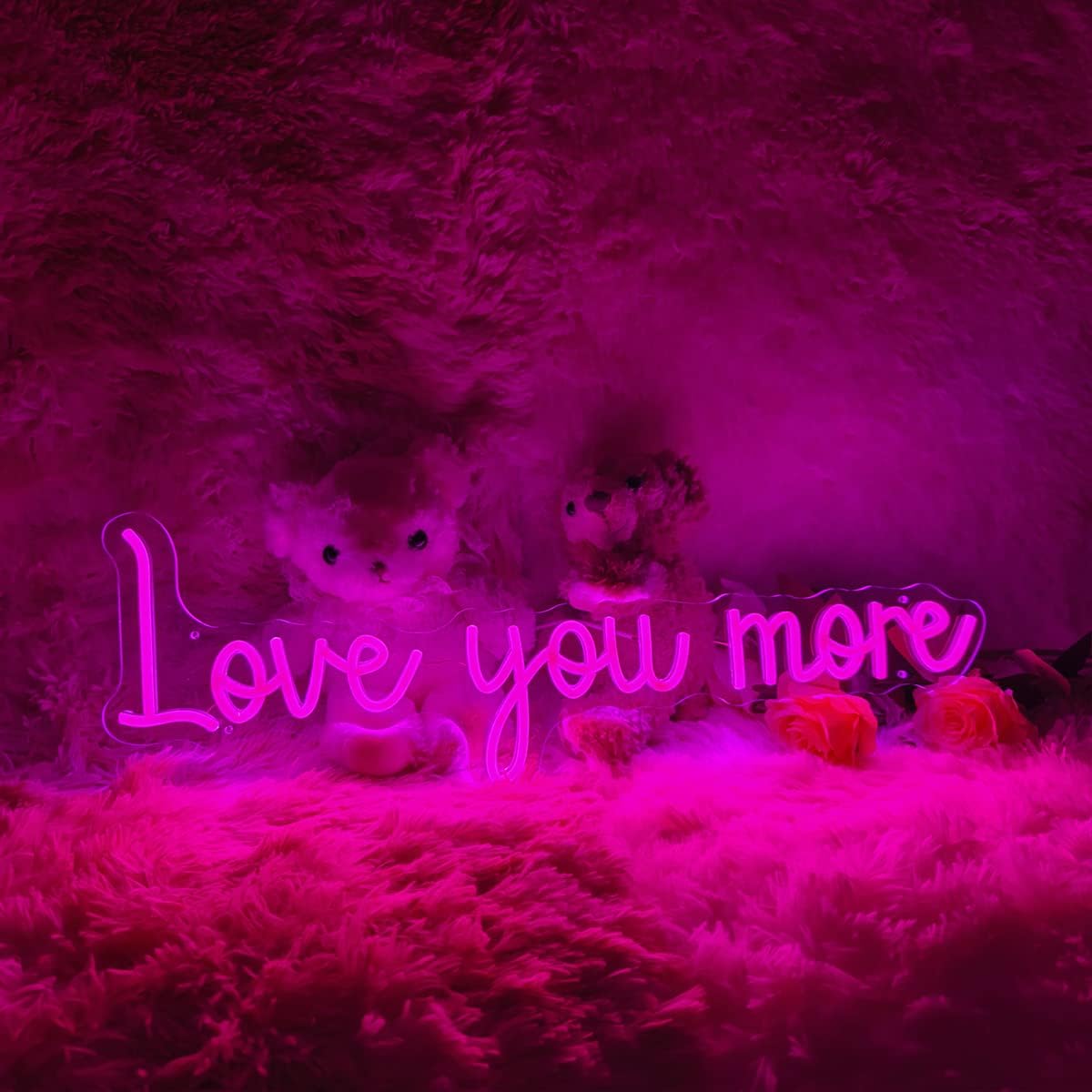 Letrero de neón con texto en inglés Love You More, letreros de neón para decoración de pared, letreros LED de neón alimentados por USB para