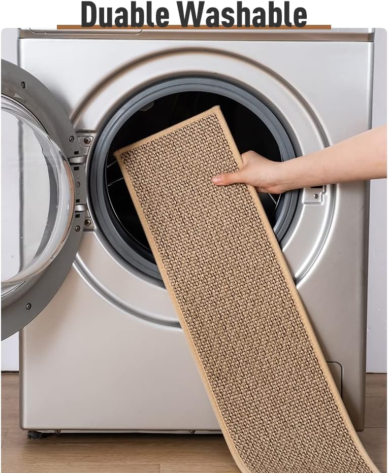 PADOOR Peldaños de escalera antideslizantes, con respaldo de goma para peldaños de madera, 7 alfombras sin residuos para niños y perros, 8 x 30