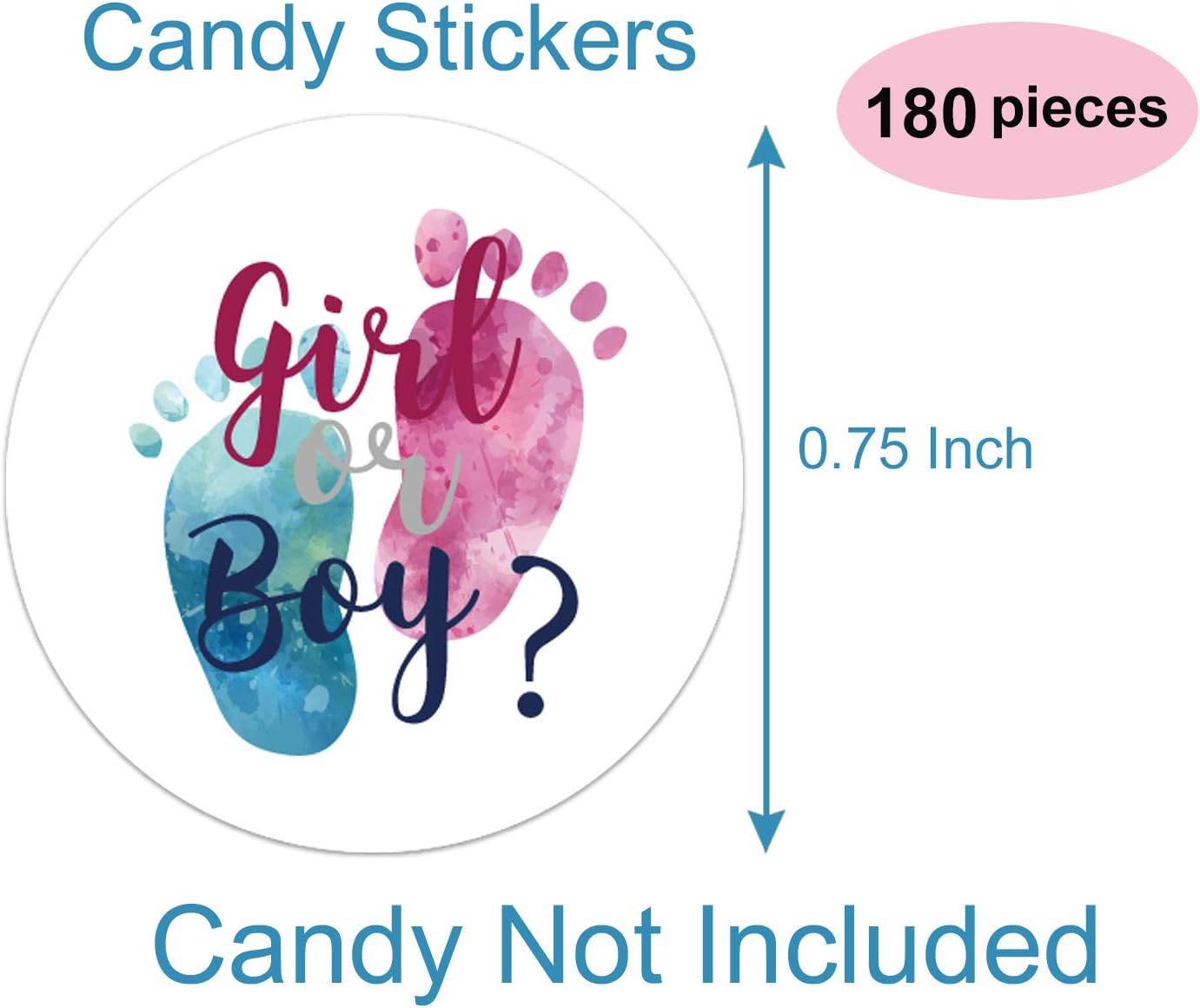 180 etiquetas adhesivas de gotas de chocolate, huellas de revelación de género, etiquetas de besos para baby shower, etiquetas de recuerdo de baby
