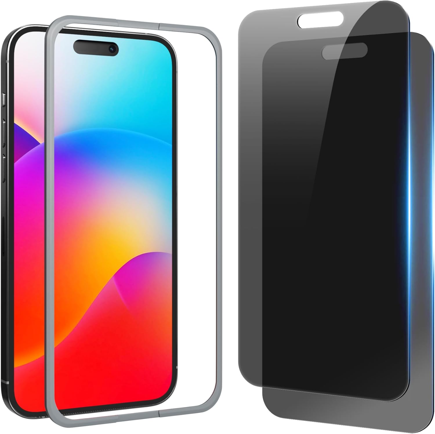 Protector de pantalla de privacidad compatible con iPhone 15 Plus de 6.7 pulgadas, protector de pantalla de vidrio templado HD antiespía anti luz
