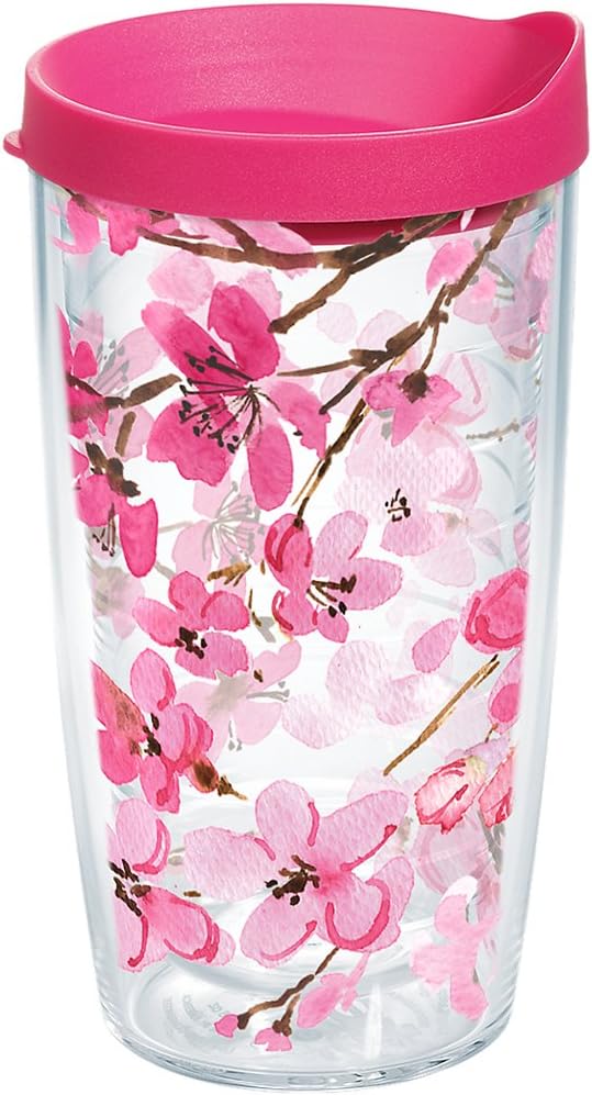 Vaso japonés de flor de cerezo de 16 onzas con tapa