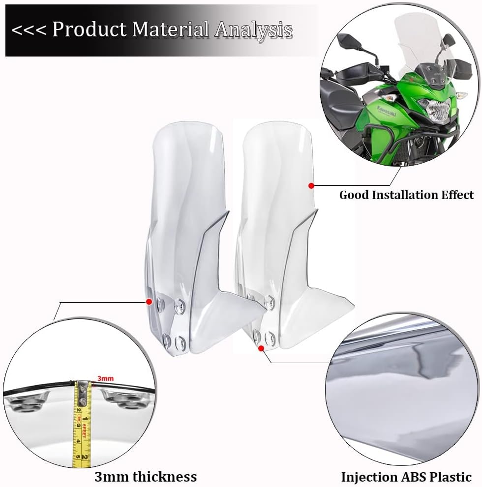 Motorcycle Windshield 2018 2019 X 300 Motorcycle Windscreen Flyscreen Windshield Wind Deflector Parts Compatible with Kawasaki VersysX300