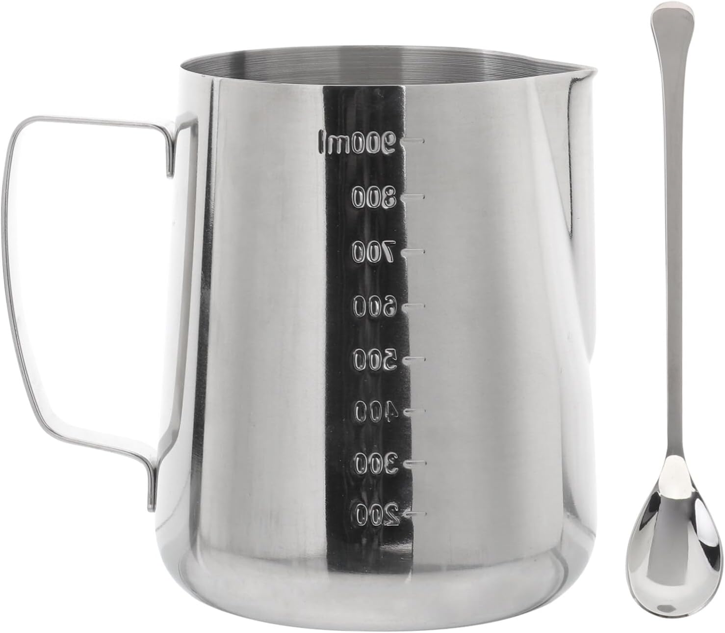 Luxshiny 1 juego de taza de acero inoxidable para verter jarra, jarra de crema, jarra de espresso, taza de café con leche, crema de café, espumador