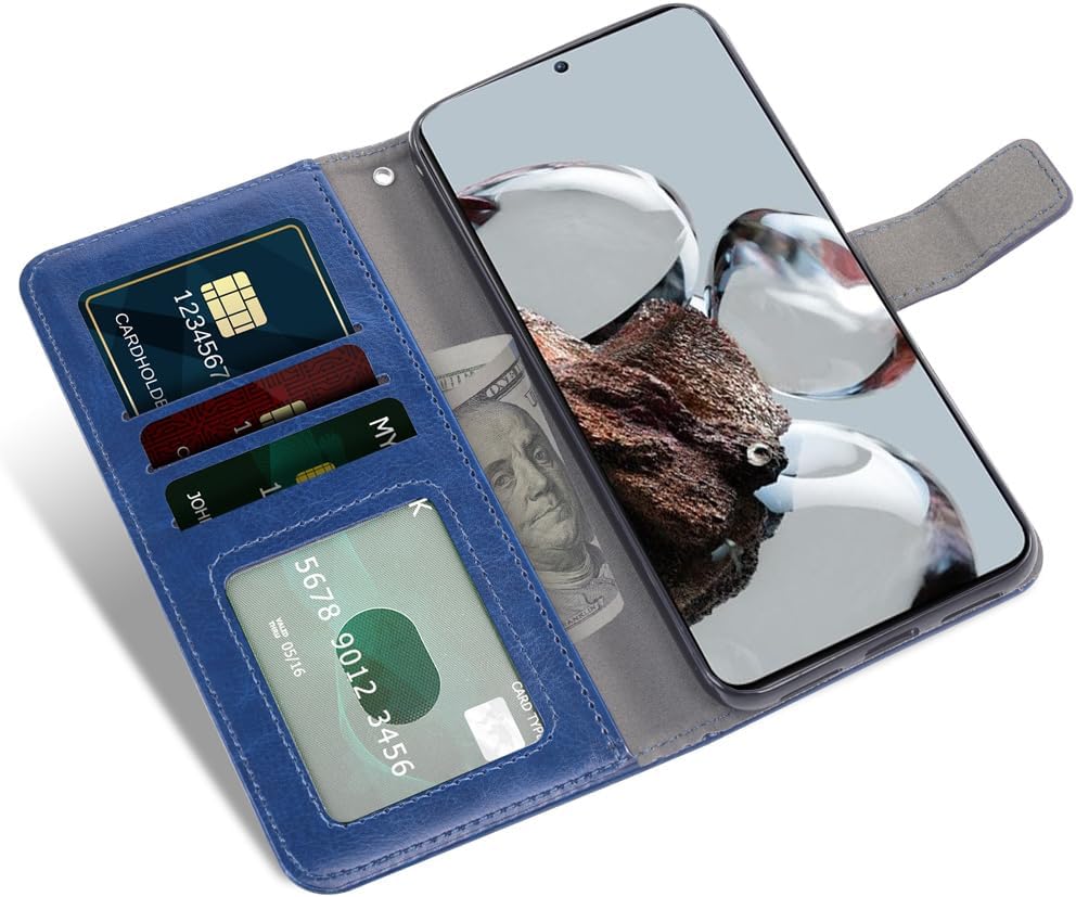 Asuwish Compatible con Xiaomi 12T12T Pro 5G Wallet Case Protector de pantalla de vidrio templado y cubierta de cuero con tapa para tarjetero,
