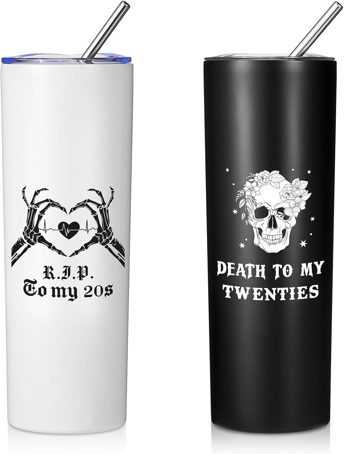Maxcheck Rip to My 20s – Decoraciones de cumpleaños, 2 tazas góticas de regalo de cumpleaños número 30, vaso de cumpleaños de 20 onzas, regalo de