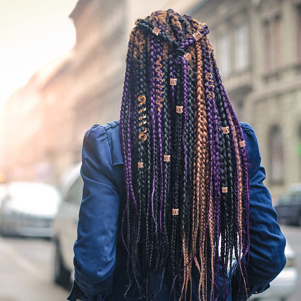 Cuentas de rastas, 1 juego de cuentas de rastas, anillos trenzados para el cabello, clips de temor, puños para trenzas, joyería para el cabello para