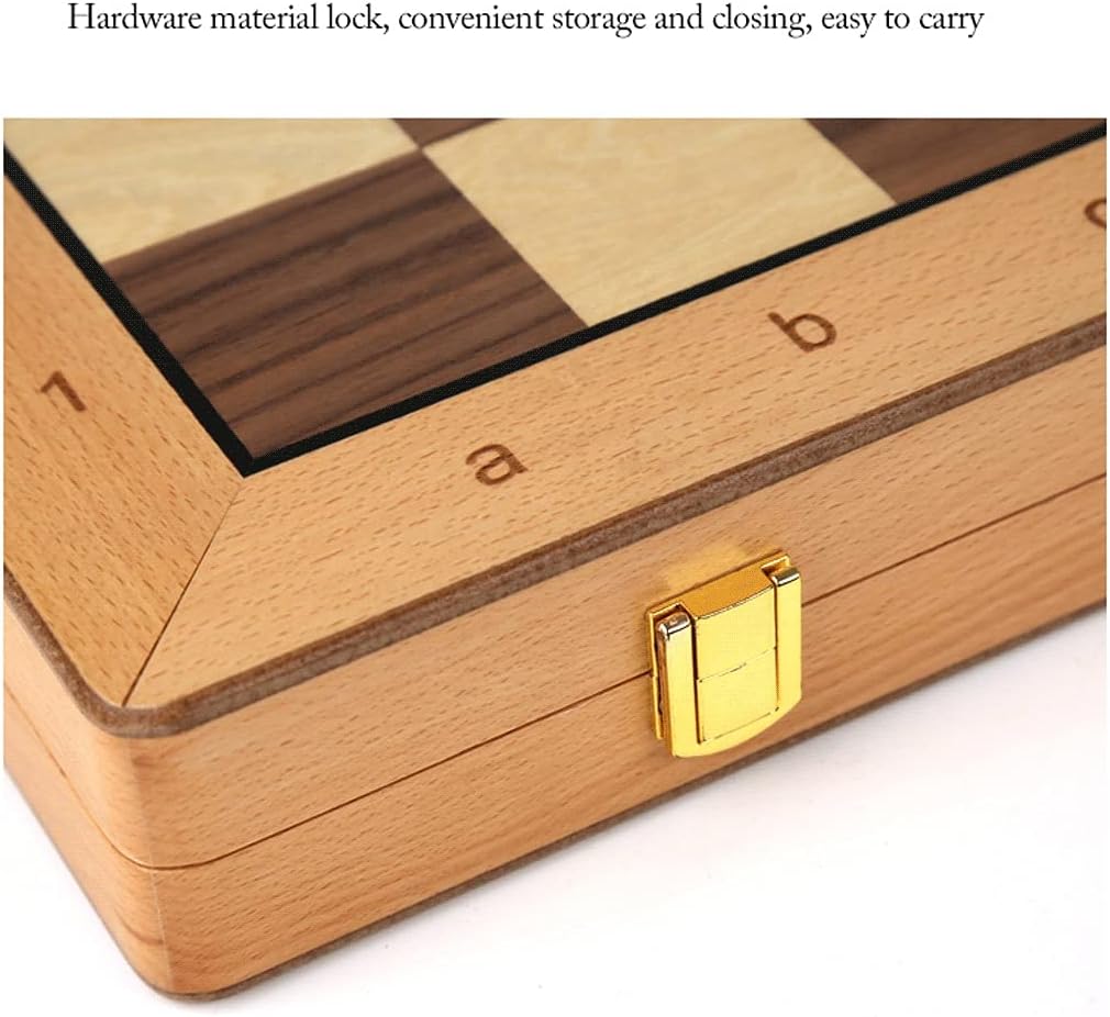 ROLTIN Juego de ajedrez de madera plegable 2 en 1, juego de ajedrez y damas, gran juego de mesa de ajedrez de 20 x 20 pulgadas con caja de