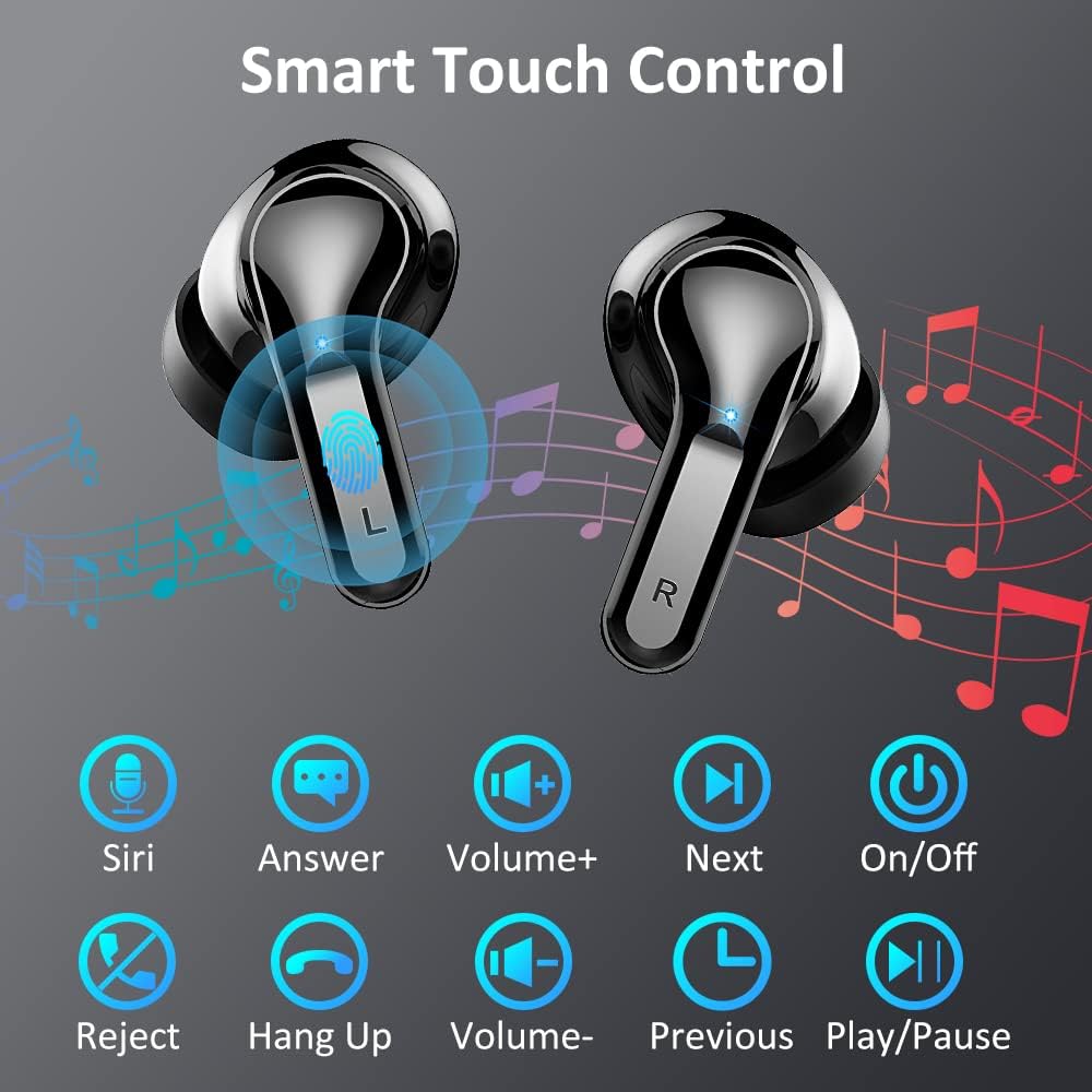 Wireless Earbud, Bluetooth Headphones 5.3 NEW 40H Ear Buds Bass Stereo Earphones Noise Cancelling Earbud with 4 ENC Mic in-Ear Bluetooth Earbud