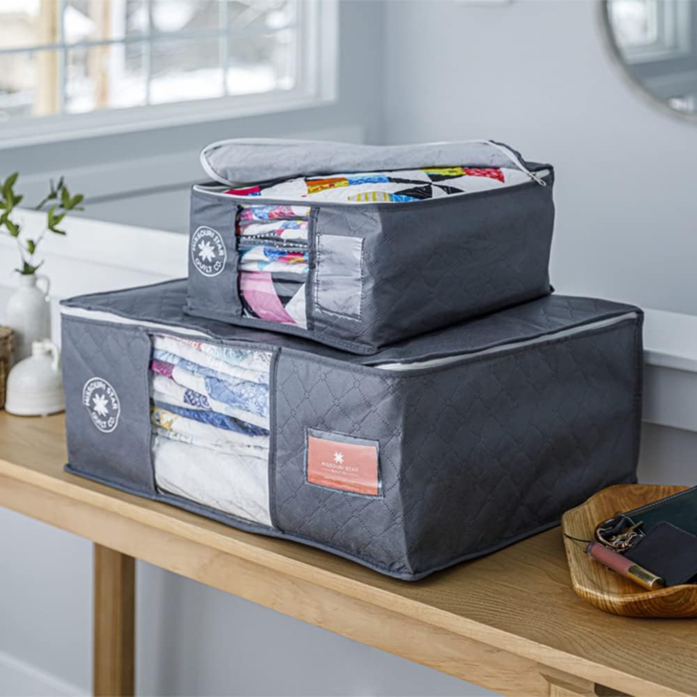 Missouri Star – Bolsa de almacenamiento para mantas de tamaño Queen  Bolsas de almacenamiento plegables con ventana transparente con cremallera