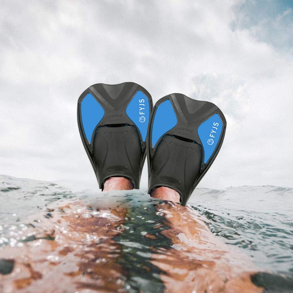 FYJS – Aletas cortas de natación con cómodo bolsillo completo para el pie, tamaño de viaje, para esnórquel y buceo