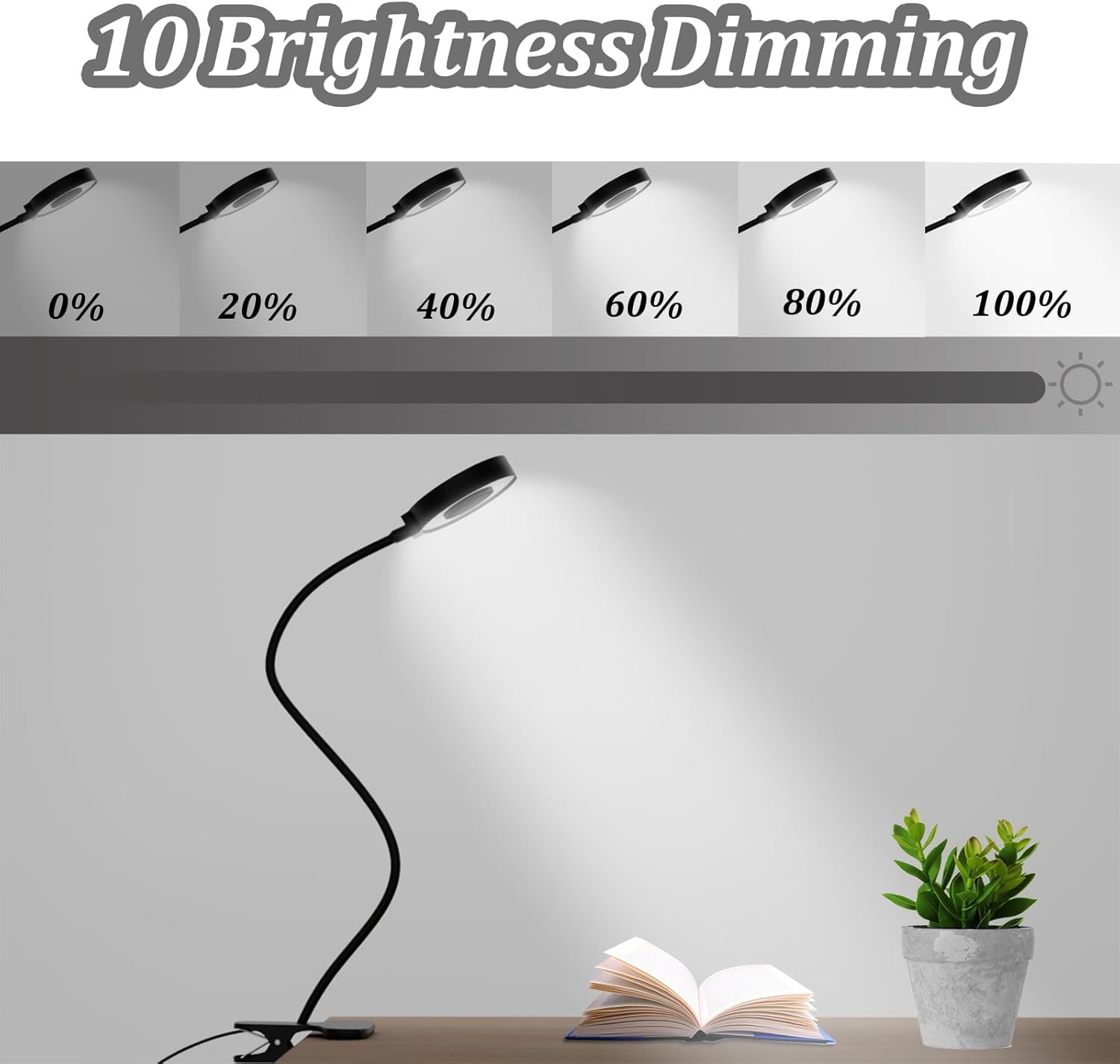 KBG Lámpara de escritorio Luz de lectura LED con abrazadera