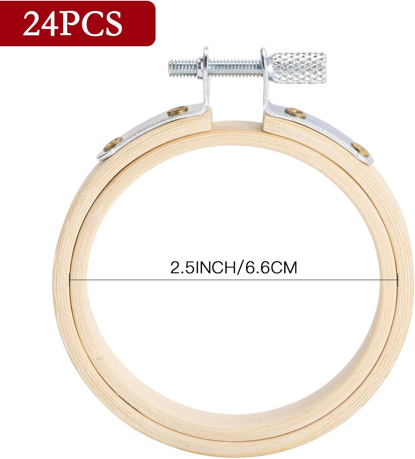 Caydo 24 aros de bordado de 2.5 pulgadas a granel, pequeños aros de punto de cruz, círculo de bambú, mini aros de bordado para adornos de Navidad,