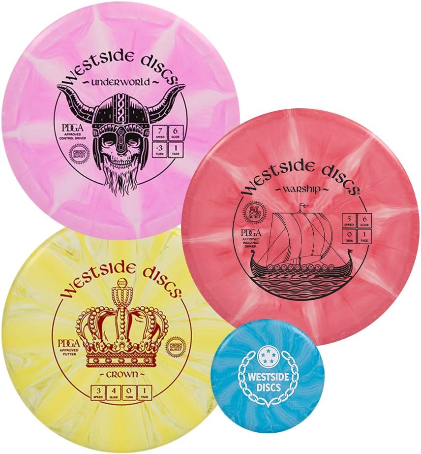 WESTSIDE DISCS Juego de iniciación de golf de disco Origio Burst de tres discos  Juego de golf Frisbee  Underworld Fairway Driver  Warship Midrange