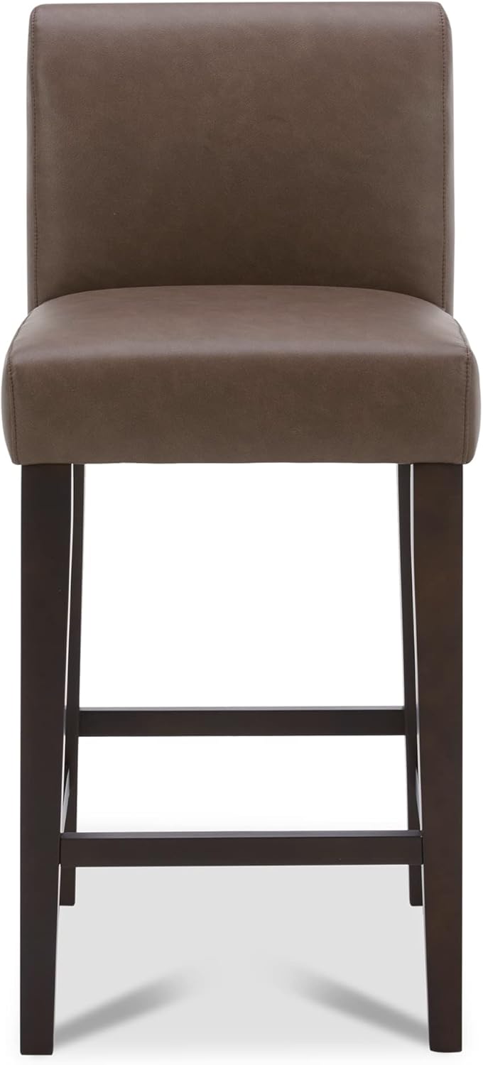 CHITA Juego de 2 taburetes de bar de altura de mostrador, taburetes de bar tapizados de altura de asiento de 25 pulgadas, de piel sintética en