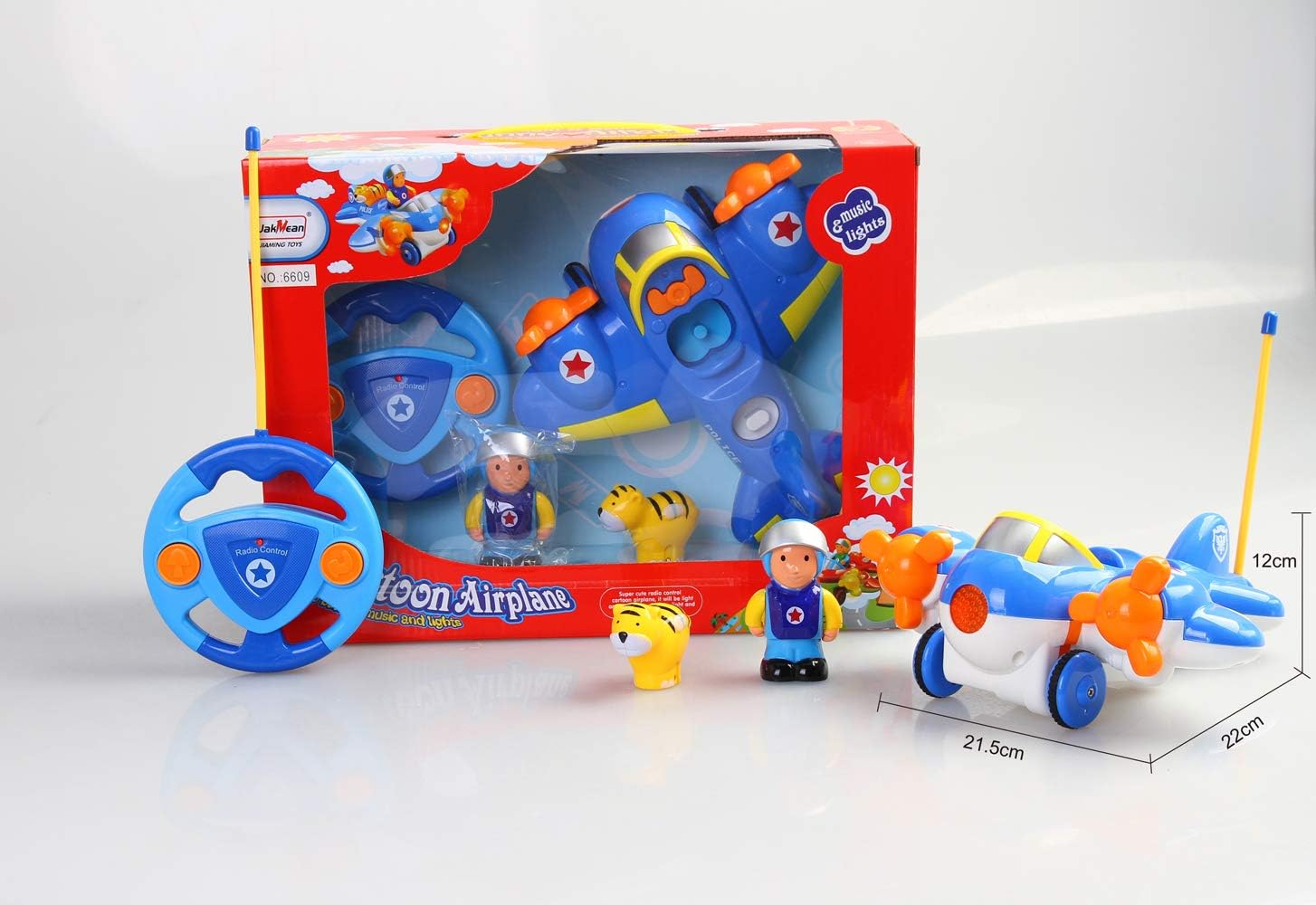 PowerTRC Avión de control remoto de dibujos animados para niños con piloto extraíble y animal
