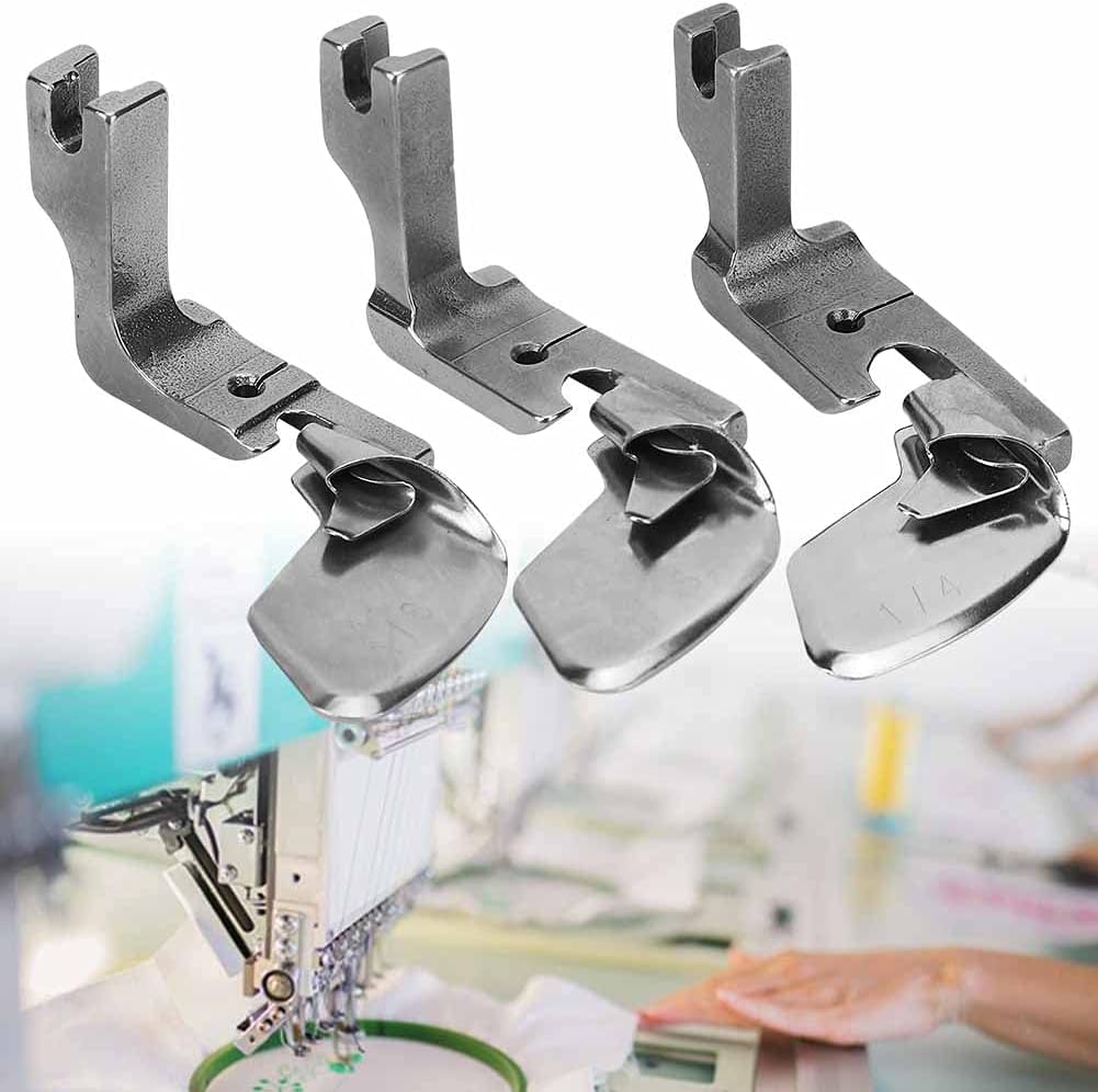 Juego de 3 piezas de pie de acero para máquina de coser plana de una sola aguja, accesorios para prensatelas, amplia compatibilidad con varias telas