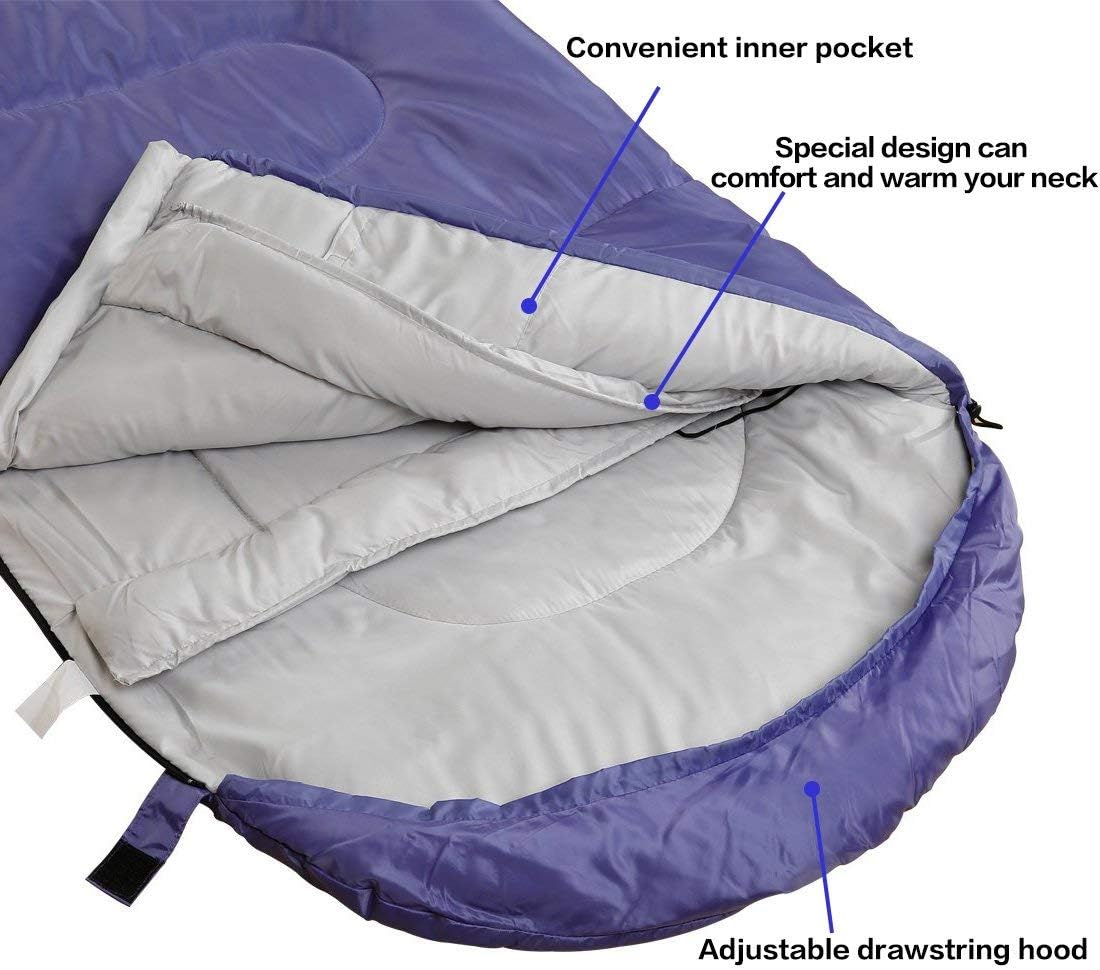 Saco de dormir, 3-4 estaciones, cálido clima frío, ligero, portátil, saco de dormir impermeable con saco de compresión para adultos y niños,