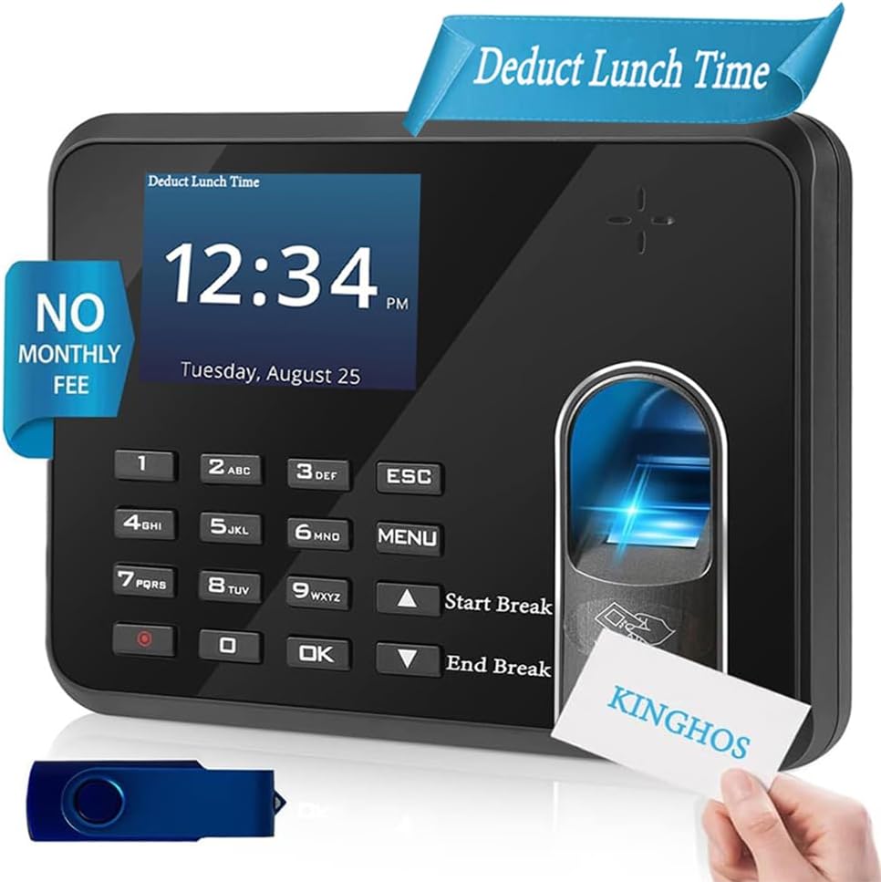 Reloj de tiempo de huellas dactilares de software libre, relojes de tiempo deducir automáticamente la hora del almuerzo, calcular las horas