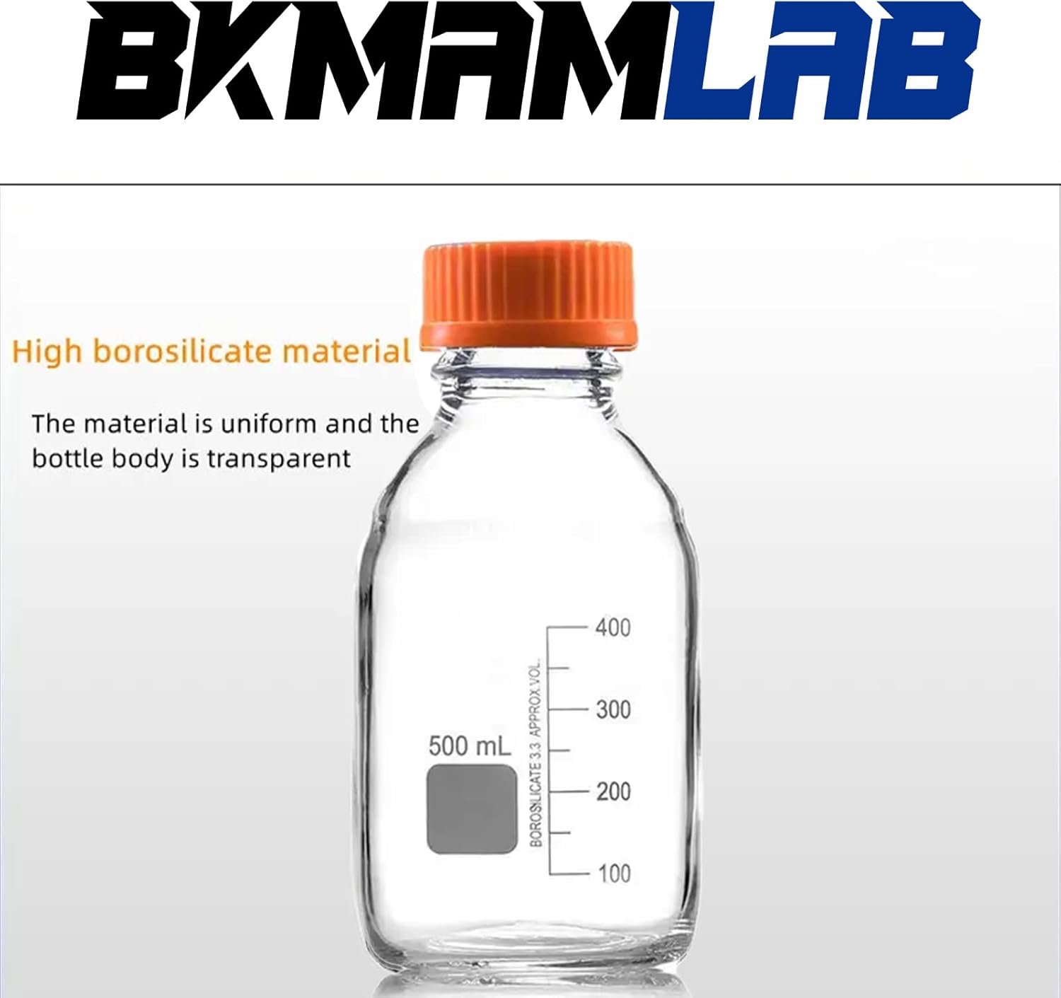 Botellas redondas de almacenamiento de medios de 16.9 fl oz con tapa de rosca GL45, vidrio de borosilicato, temperatura máxima 249.8 F, paquete de 3