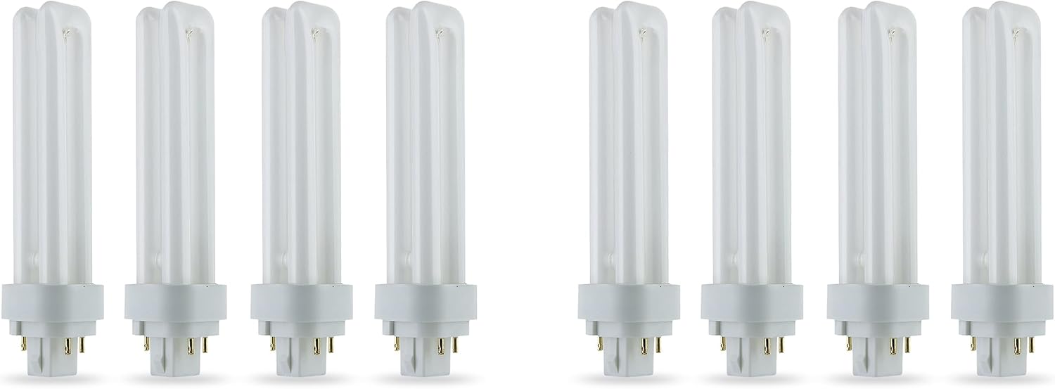 Paquete de 8 bombillas fluorescentes compactas de 18 W, 2700 K, blanco cálido, 4 pines G24q-2, repuesto para Sylvania 20683 y Philips 38329-9 – PLC