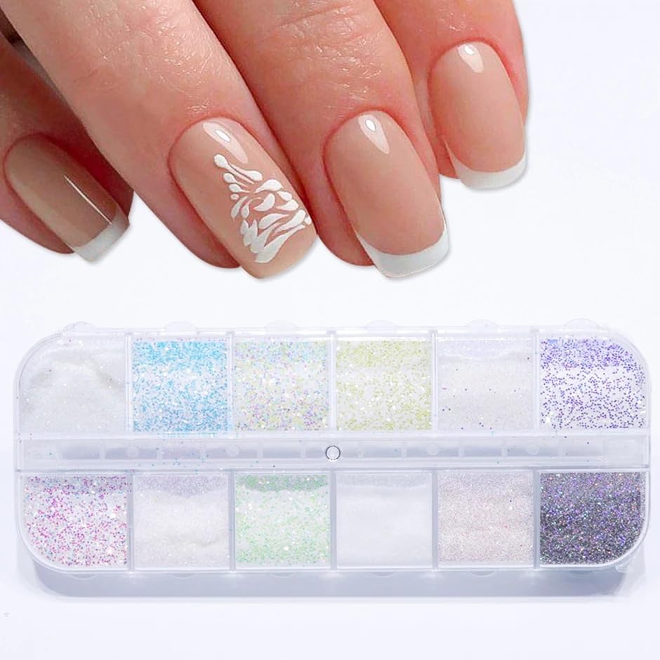 Polvo de purpurina para uñas de azúcar blanco superfino para diseño de uñas de copo de nieve de Navidad, efecto brillante de azúcar, copos de