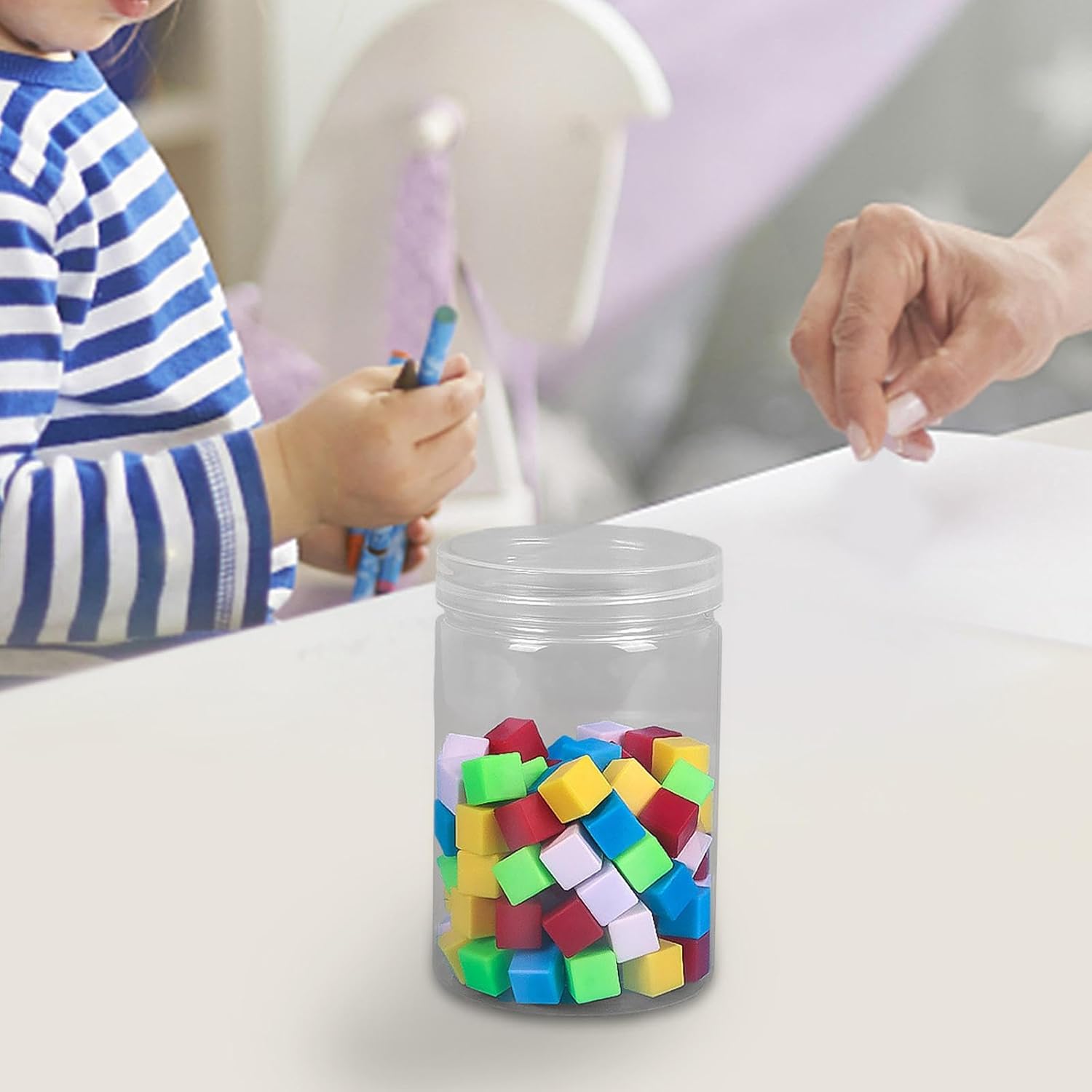 100 cubos de centímetros, bloques educativos, reconocimiento de color, matemáticas, cubos de aprendizaje para edades de 4, 5, 6, 7 años, niños