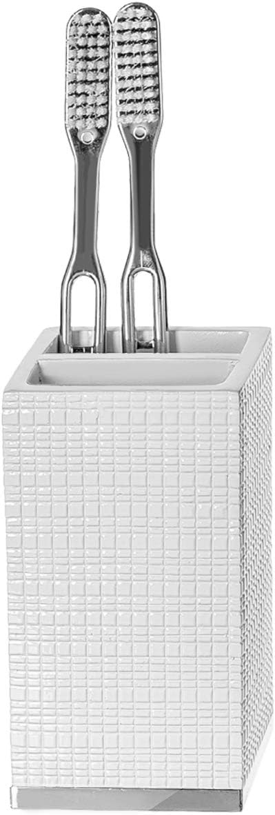 Creative Scents Soporte para cepillos de dientes blanco  Soporte para cepillo de dientes y pasta de dientes para baño familiar  Vaso decorativo para