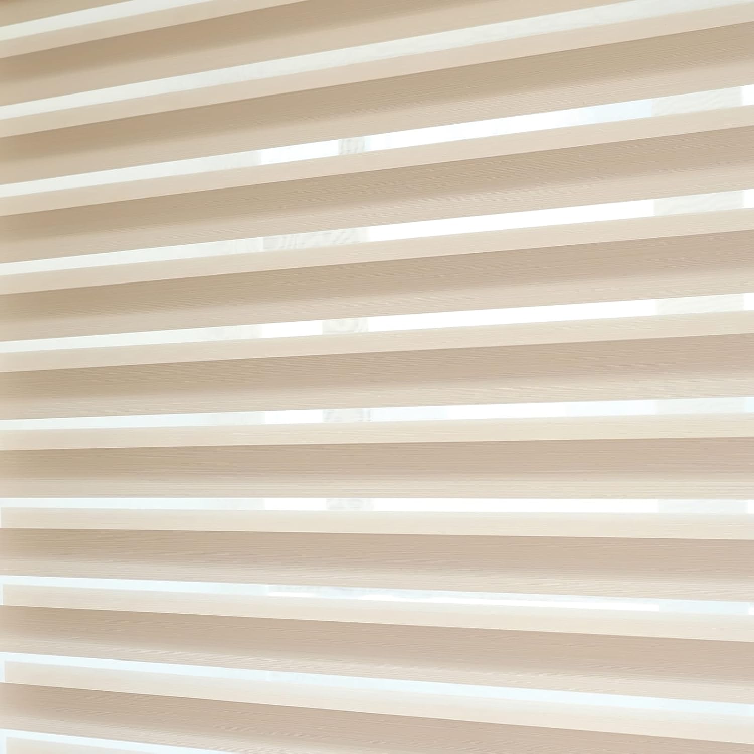 SHECUTE Persianas enrollables Zebra para ventanas, 58 x 72 pulgadas, color beige, filtran la luz, oscurecimiento de la habitación, 50 % opacas, para