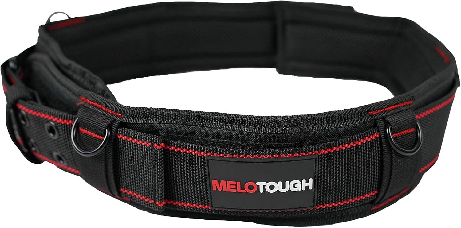 MELOTOUGH 1 paquete de cinturón de herramientas con anillo en D y hebilla de rodillo de metal doble resistente y duradera, cintura ajustable + 1