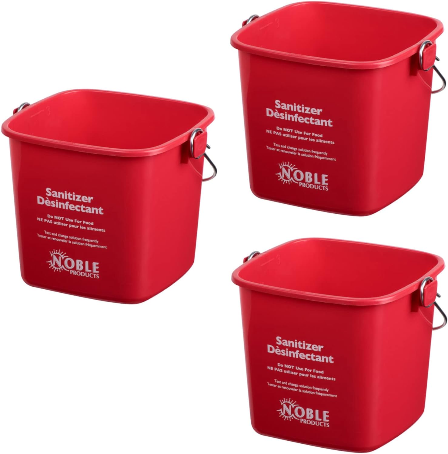 Cubos desinfectantes pequeños rojos para limpieza, cubo de limpieza desinfectante de 3 cuartos de galón, juego de 3 cubos cuadrados de plástico