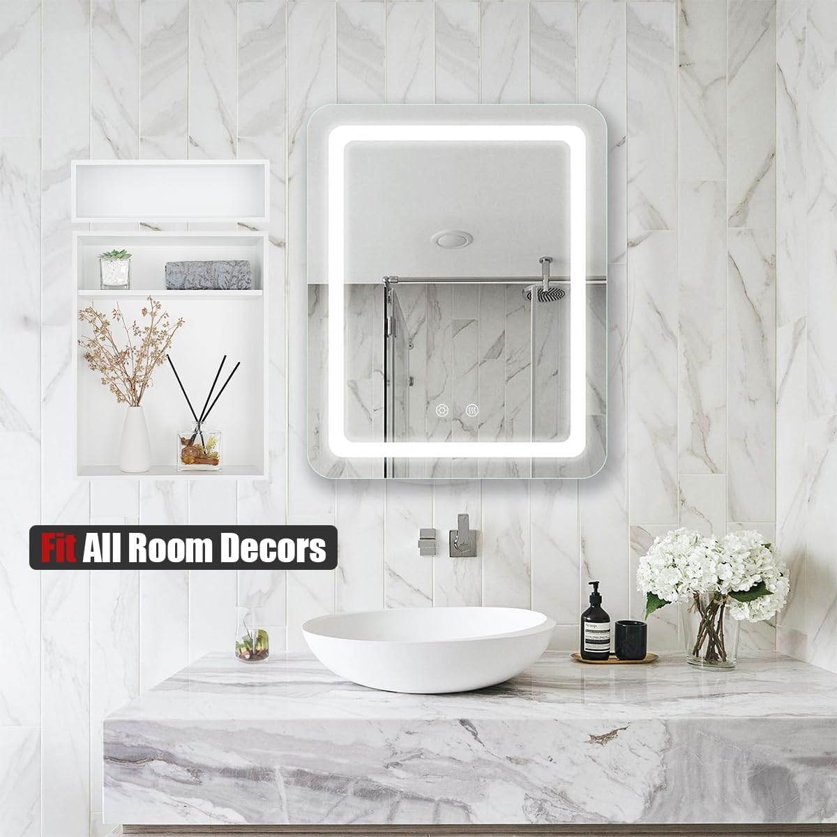 JQK Niche de ducha sin necesidad de azulejos, estante de baño blanco mate de 18 x 14 pulgadas, 2 capas, organizador de ducha empotrado de acero
