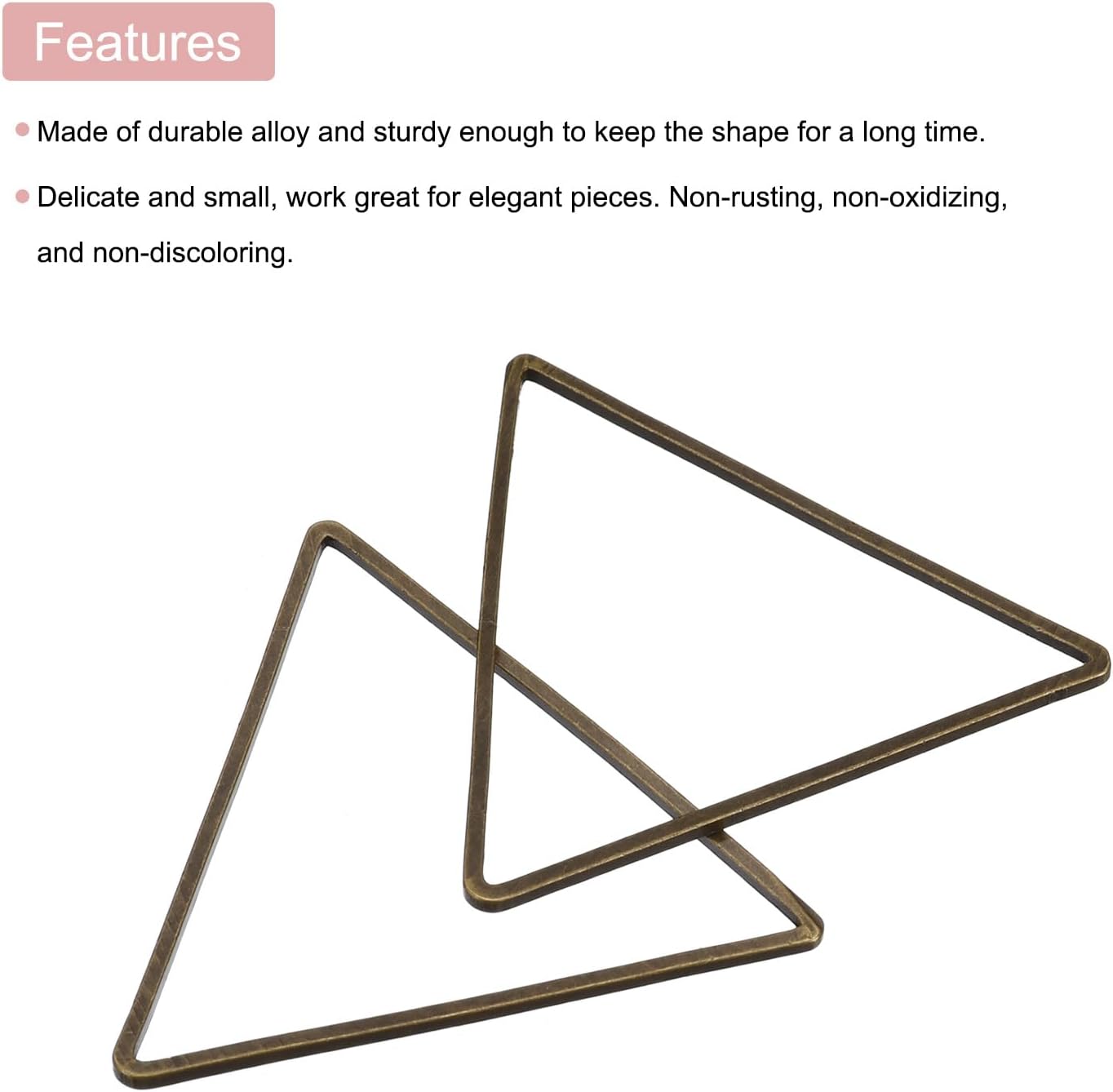 MECCANIXITY Aro de abalorios triangular, anillo de enlace geométrico hueco triangular para hacer joyas