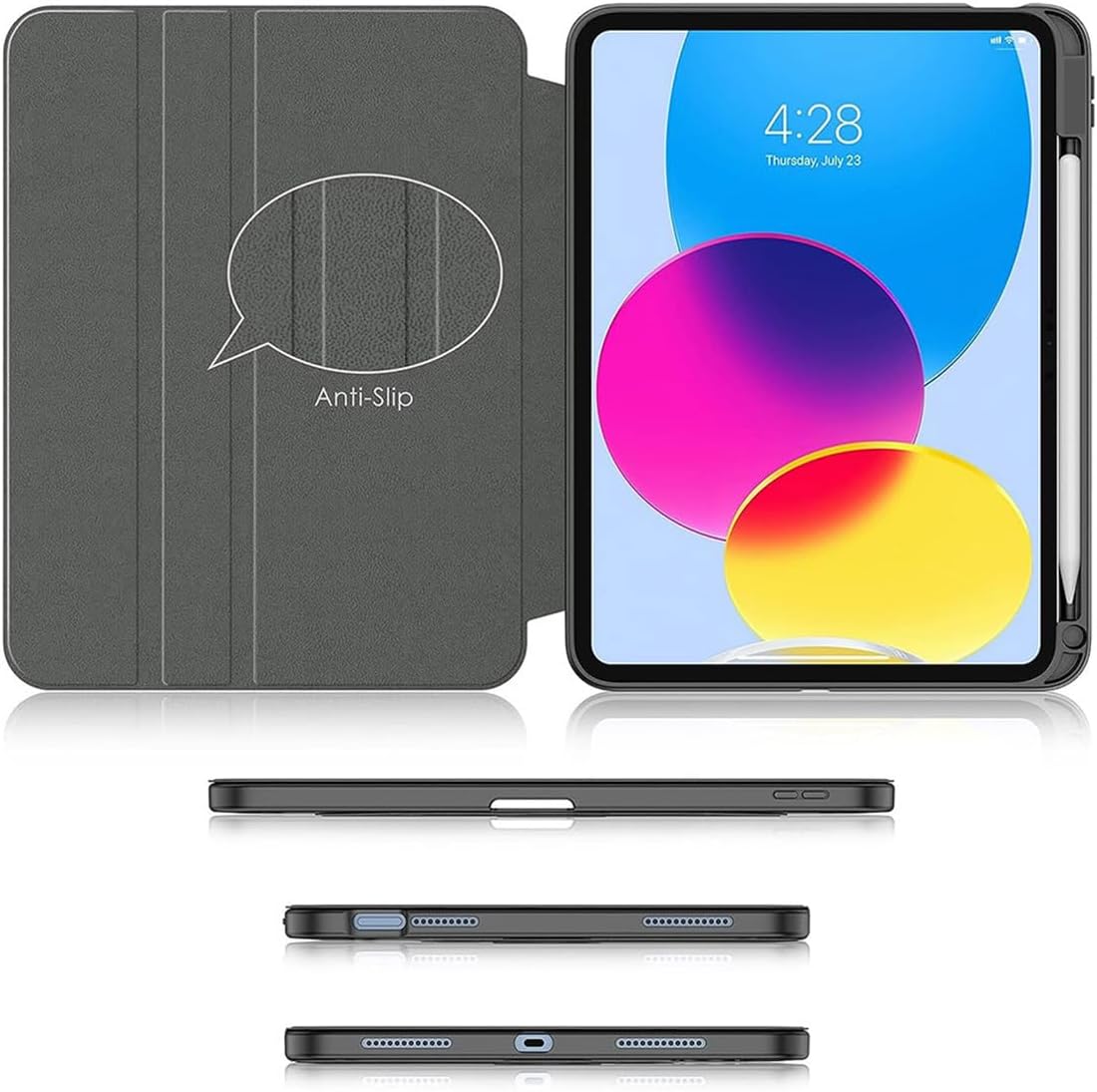Funda protectora personalizada con soporte giratorio de 360 grados con logotipo y foto con parte trasera transparente y reposo inteligenteencendido