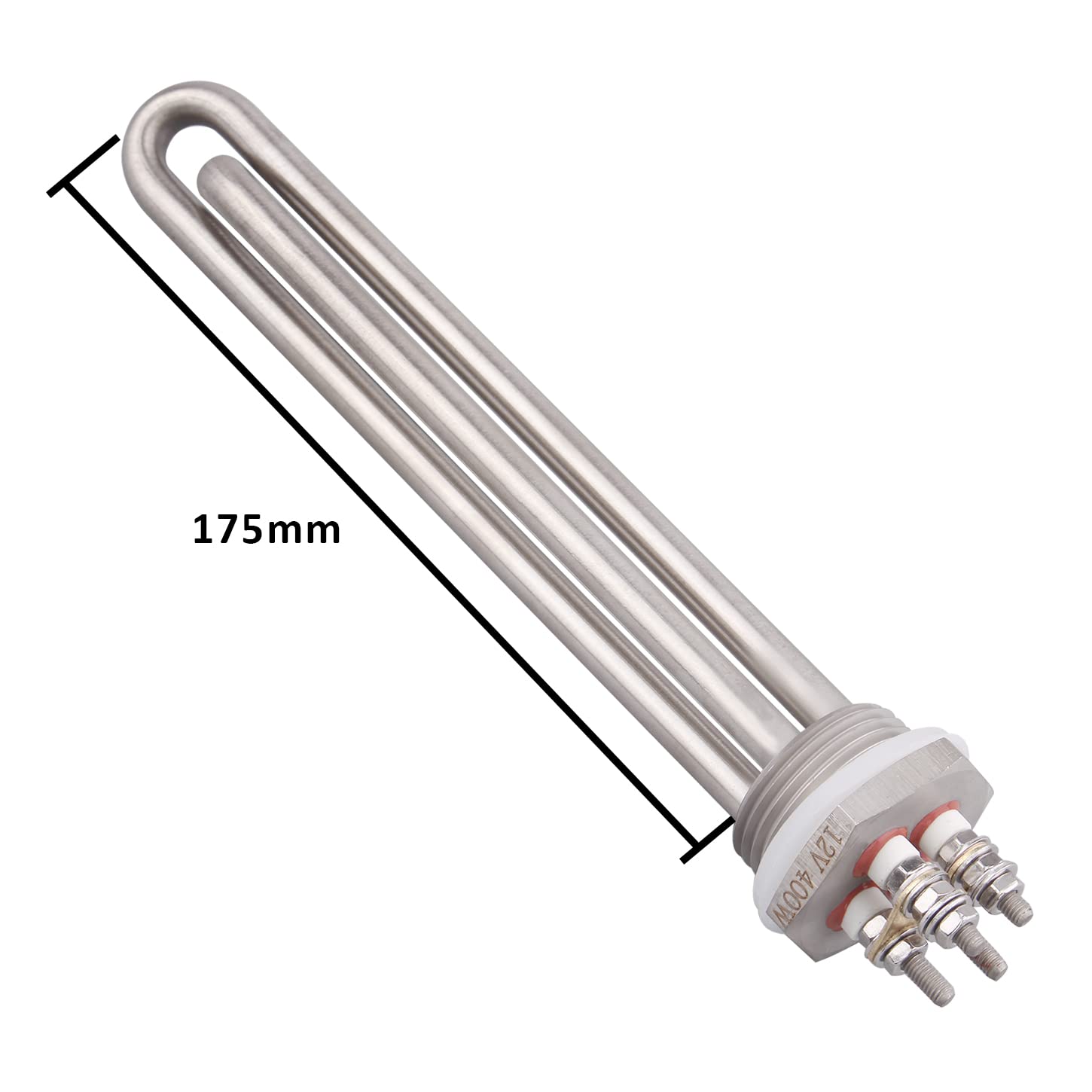 DERNORD Calentador de inmersión de 12V 400W Elemento calentador de agua sumergible Elemento de calefacción de acero inoxidable con ajuste NPSM de 1