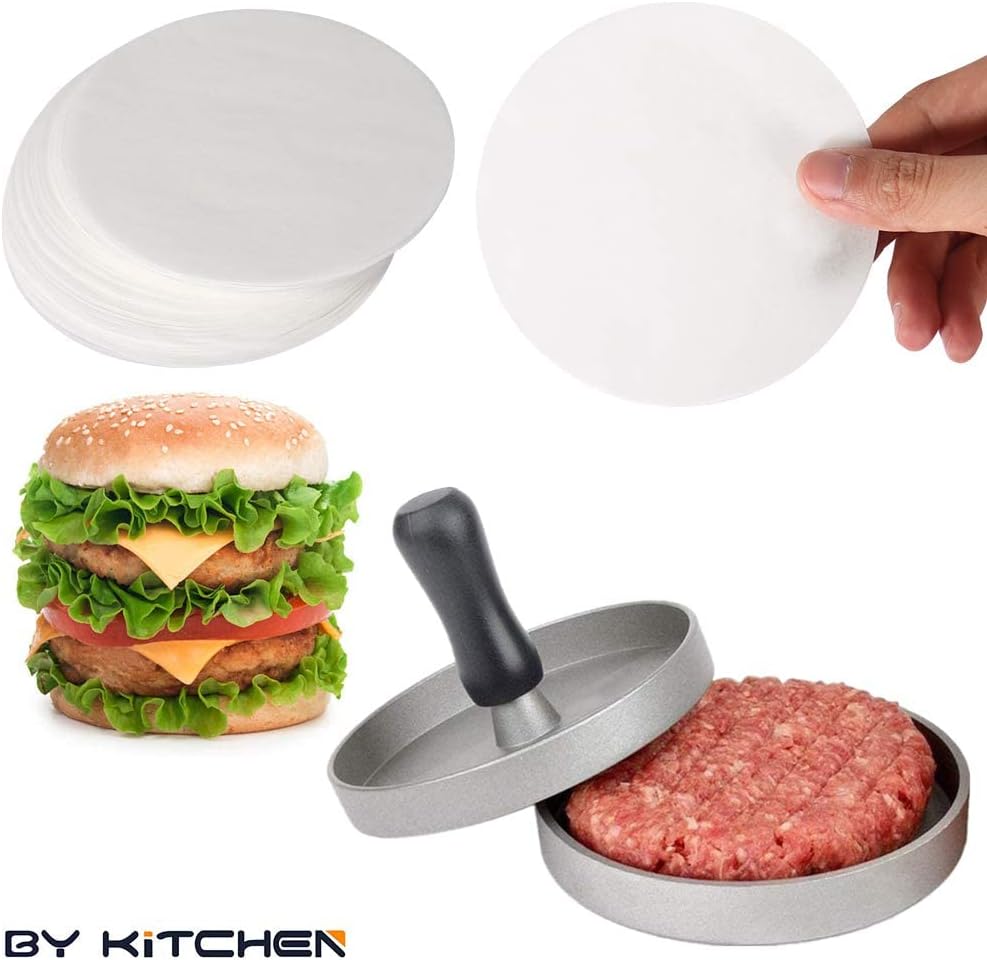 Rondas de papel para hamburguesa para prensa de hamburguesas de 44.5 pulgadas, 200 piezas de 4.5 pulgadas, hojas de papel de hamburguesa para